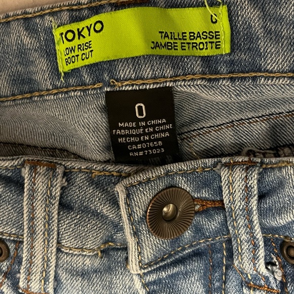 Low Rise Boot Cut Distressed Jeans - Picture 4 of 5